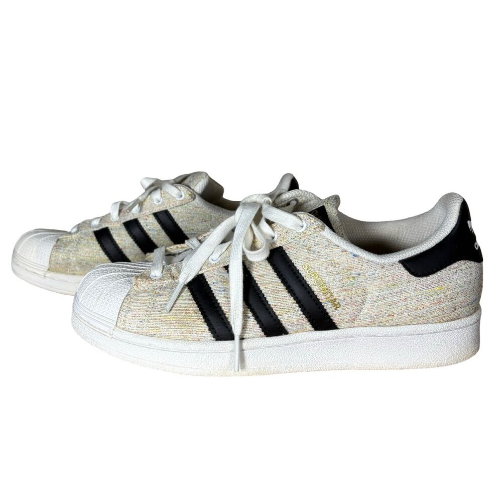 Adidas Superstar Tan Speckled Canvas Shell Toe Sneakers Women 6 - Picture 2 of 10